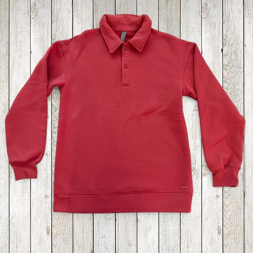 Mondetta Womens XS Red Collared Pullover Sweatshirt Long Sleeve Polo